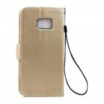 Wholesale Galaxy S7 Edge Folio Flip Leather Wallet Case with Strap (Champagne Gold)